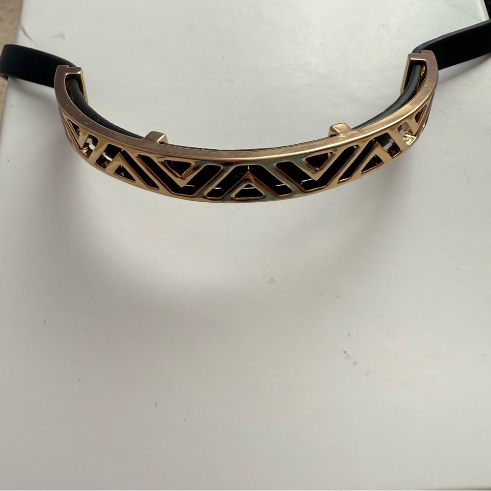 Stella & Dot leather and gold bracelet wrap